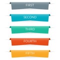 Ribbon banner design. Infographic labels or tabs with 5 options, levels or steps and space for text. Graphic elements for web Royalty Free Stock Photo